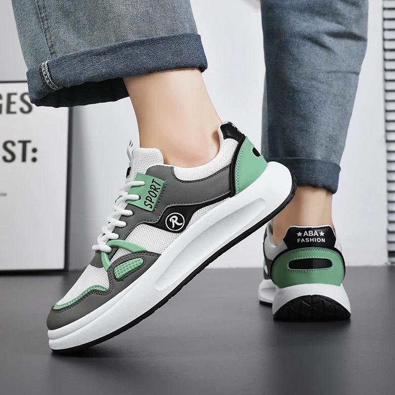 Pánské síťované ležérní tenisky Nové pohodlné prodyšné boty na platformě Značkové pánské boty na běhání s měkkou podrážkou Tenis Masculino