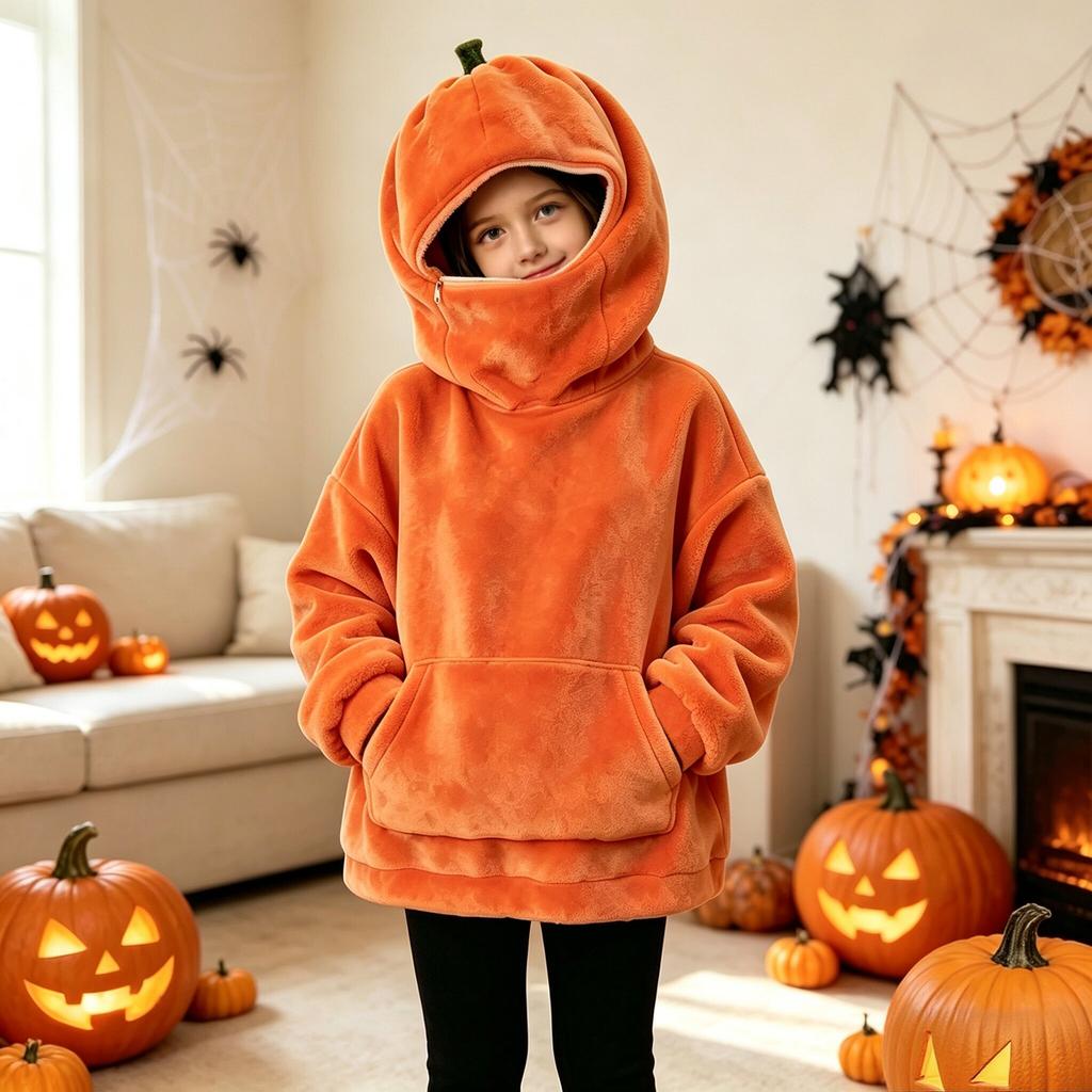 Unisex Bluza z Kapturem na Halloween z Nadrukiem Dyni dla Chłopców i Dziewczynek