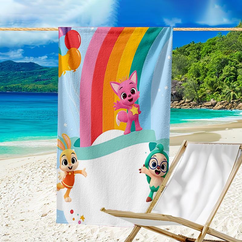Ultra-Soft Beach Towel with Pinkfong Wonderstar Theme,Ideal for Pool - Camping, Diving - Perfect Travel Essential, Vibrant Beach Towel.
