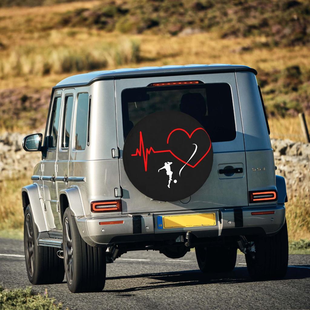 1pc Passionate Soccer Love 2D Printed Pattern Car Spare Tire Cover, Creative Personalized Style, Easy To Install And Clean, Suit