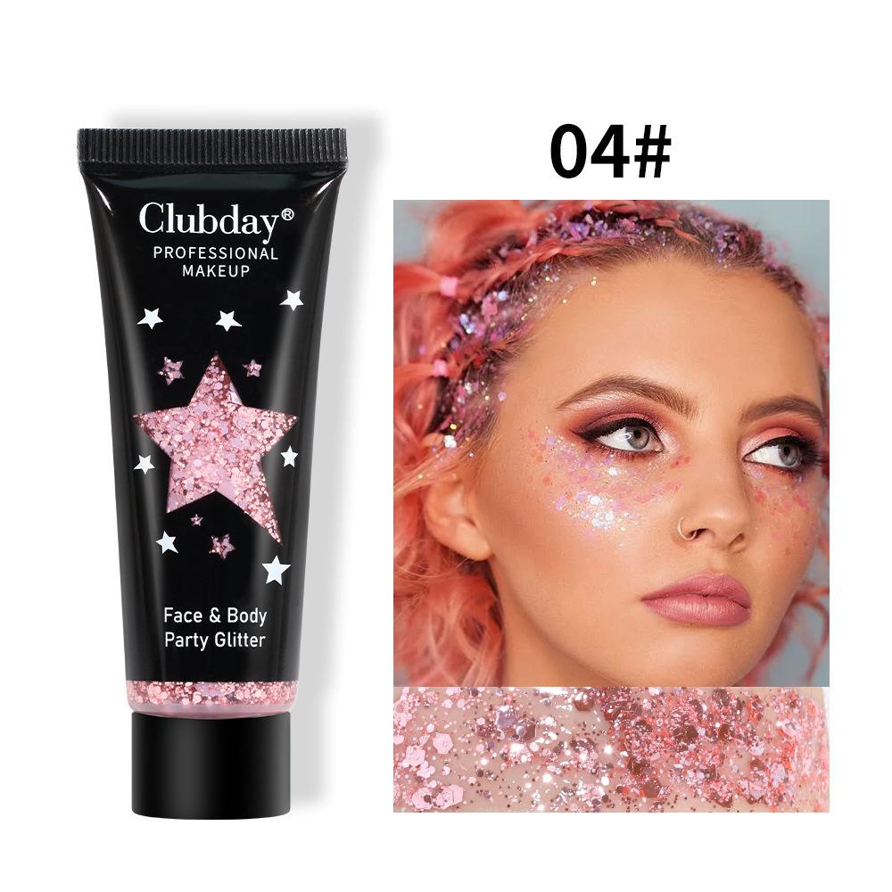 Clubday Face & Body Party Glitter Gel Liquid Chunky Sequin Shimmer Eyeshadow Chameleon Sparkle Makeup for Festival Rave Christmas Stage Performance