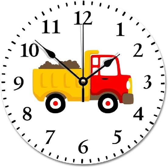 ArogGeld Gray and White Elephant Wall Clock Nursery Wood Clock 10 Inch Silent Non-Ticking Wooden Wall Clocks Battery Operated Living Room Bedroom