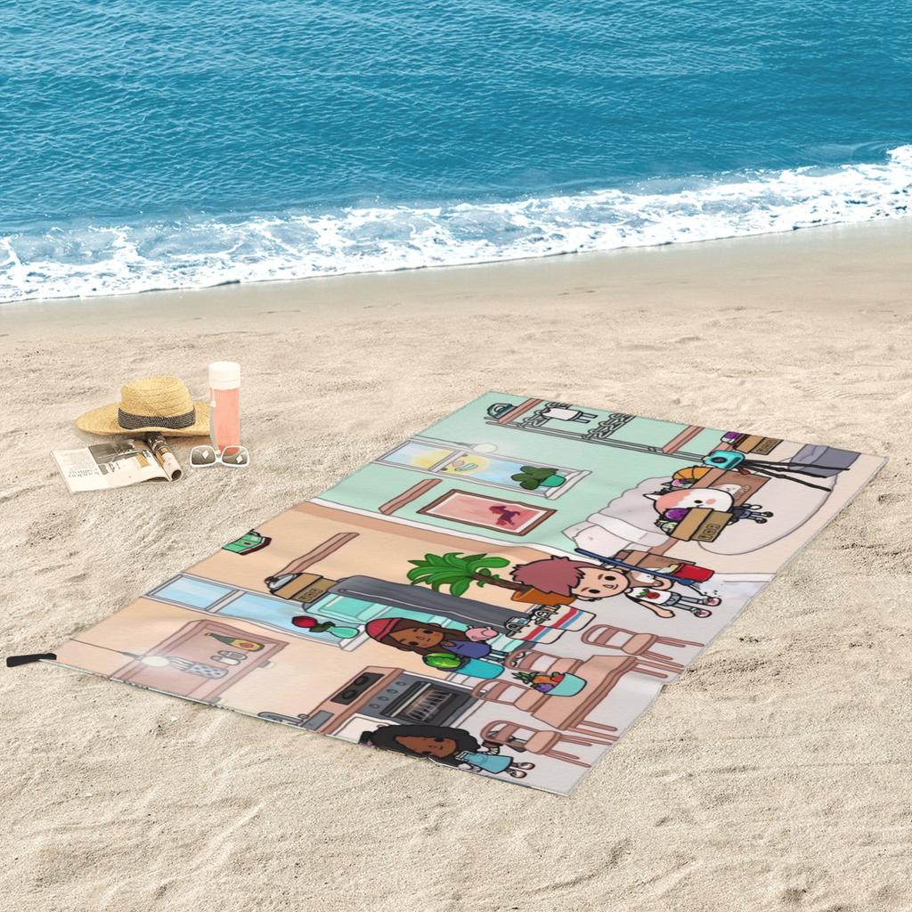 Toca Life Box Toca Boca Cute Game Beach Towel Soft Microfiber Quick Dry Absorbent Quick Towels For Bath
