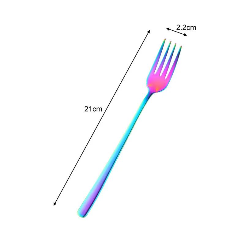 8 Colors Stainless Steel Long Handle Dinner Fork Korean Rainbow Fork Hotel Restaurant Party Supplies Dinnerware Steak Gold Fork