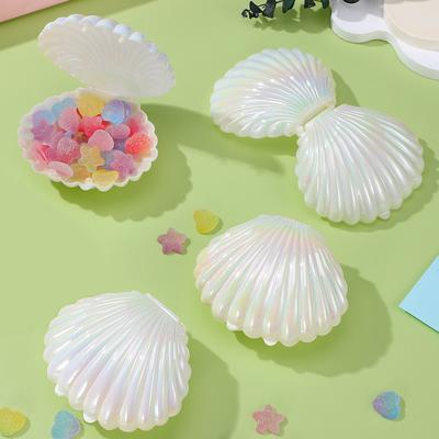 4pcs Shell Candy Boxes Mermaid Birthday Party Biscuit Gift Packaging Jewelry Storage Box Baby Shower Wedding Decor Display Box