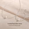 S925 Sterling Silver Round Imitation Pearl Necklace - Women's Trendy French Clavicle Chain