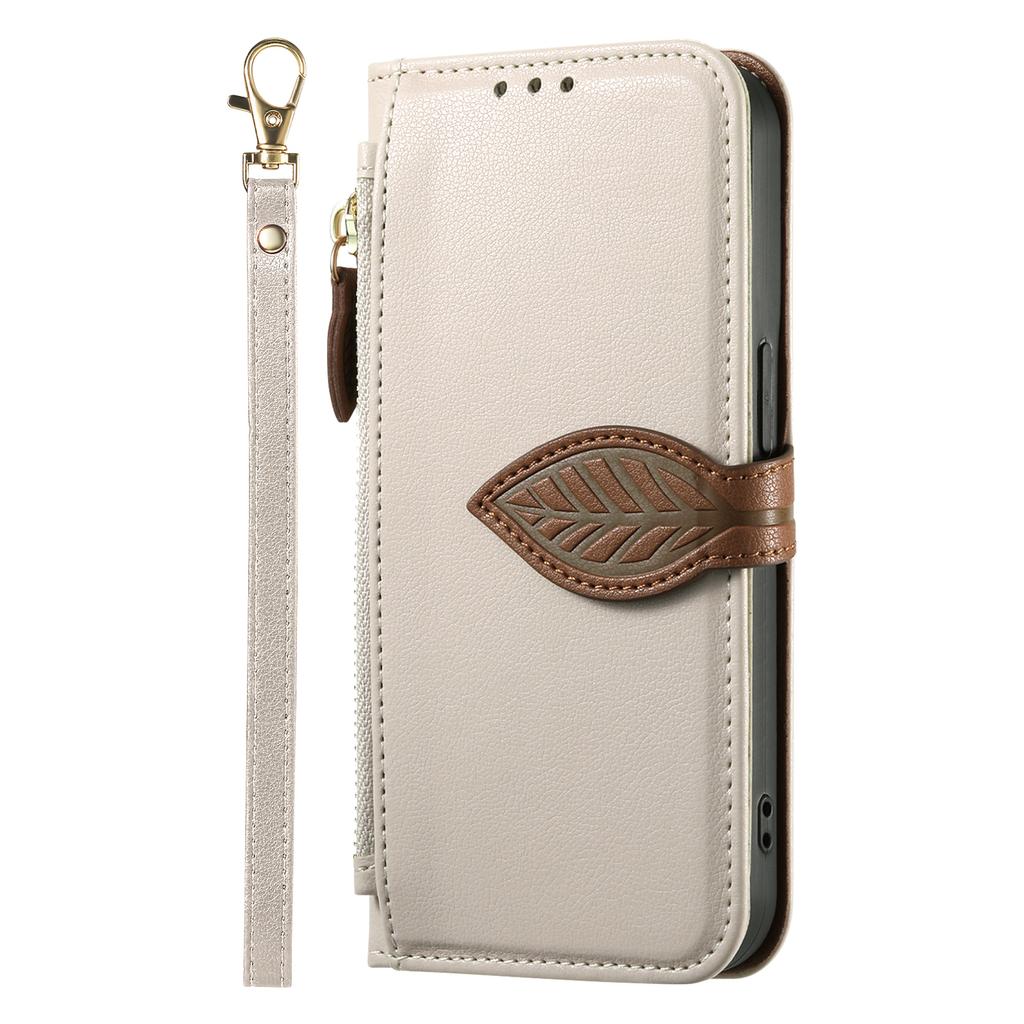 Wallet Flip Case for Infinix Note 50 30 Pro 30i 12 2023 with Card Slots,Leaf Design Cover, Detachable Wrist Strap
