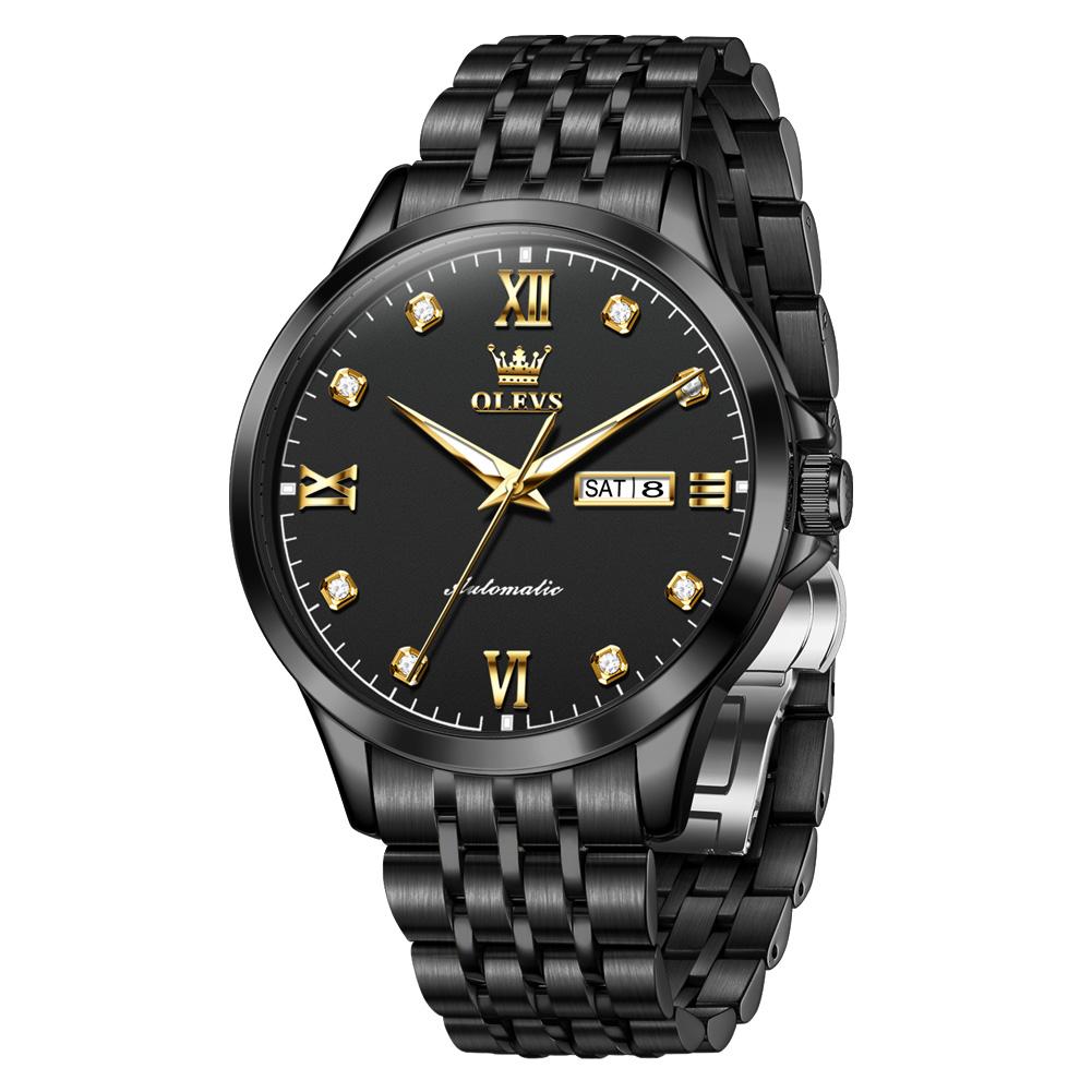 OLEVS New Fully Automatic Mechanical Watch Original Stainless Steel Diamond Scale Watch Men's Waterproof Night Glow
