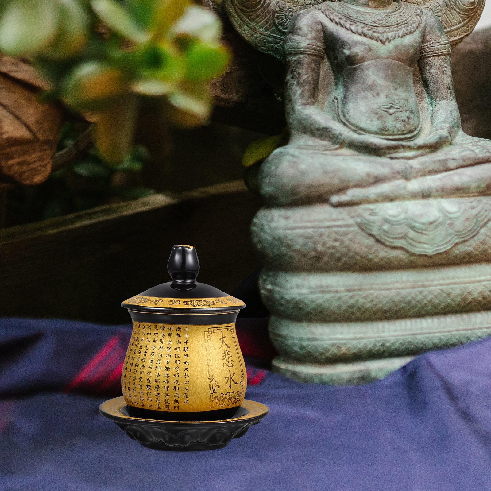 Buddhist Water Offering Cup Ceramic Tea Cup Retro Altar Offering Bowl Tray Ritual Worship Supplies Buddhist Supplies other