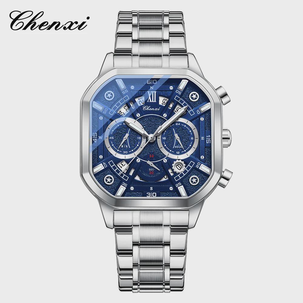 CHENXI Men Multifunction Quartz Watches Chronograph Waterproof Fashion Calendar Men's Luminous Watch