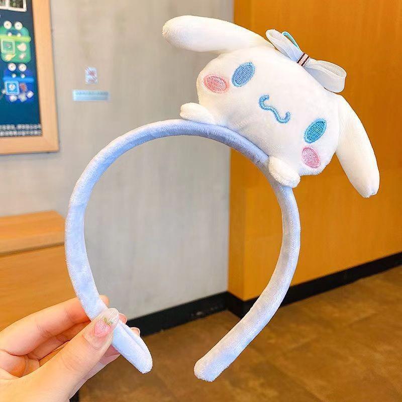 Sanrio Cinnamoroll & My Melody Cute Cartoon Plush Makeup Headband & Hair Clip Set for Women