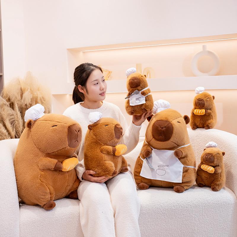 Chef Capybara Plush Toy Lovely Stuffed Capybara Plushies Soft Animal Doll Throw Pillow Room Decor Kawaii Toy Gift Girl