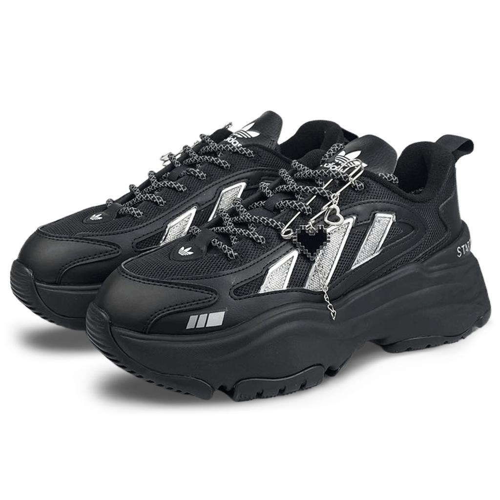 Adidas Originals OZGAIA Slip Resistant Low top Casual Shoes Women's Black Silver IG6045(Team401-)