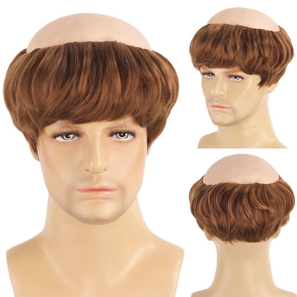 Dress Up Short Straight Bald Head Wigs Anime Halloween Balding Wig Role Play