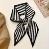 Black Printed Series Silk Scarf Hair Band Ribbon Tied-Up Hair Long Bow Vintage Satin Ribbon Neckerchief Hair Accessories