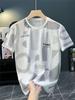 Men's Ultra-Thin Hip Hop Letter Print Short Sleeve T-Shirt, Summer 2024 Korean Style