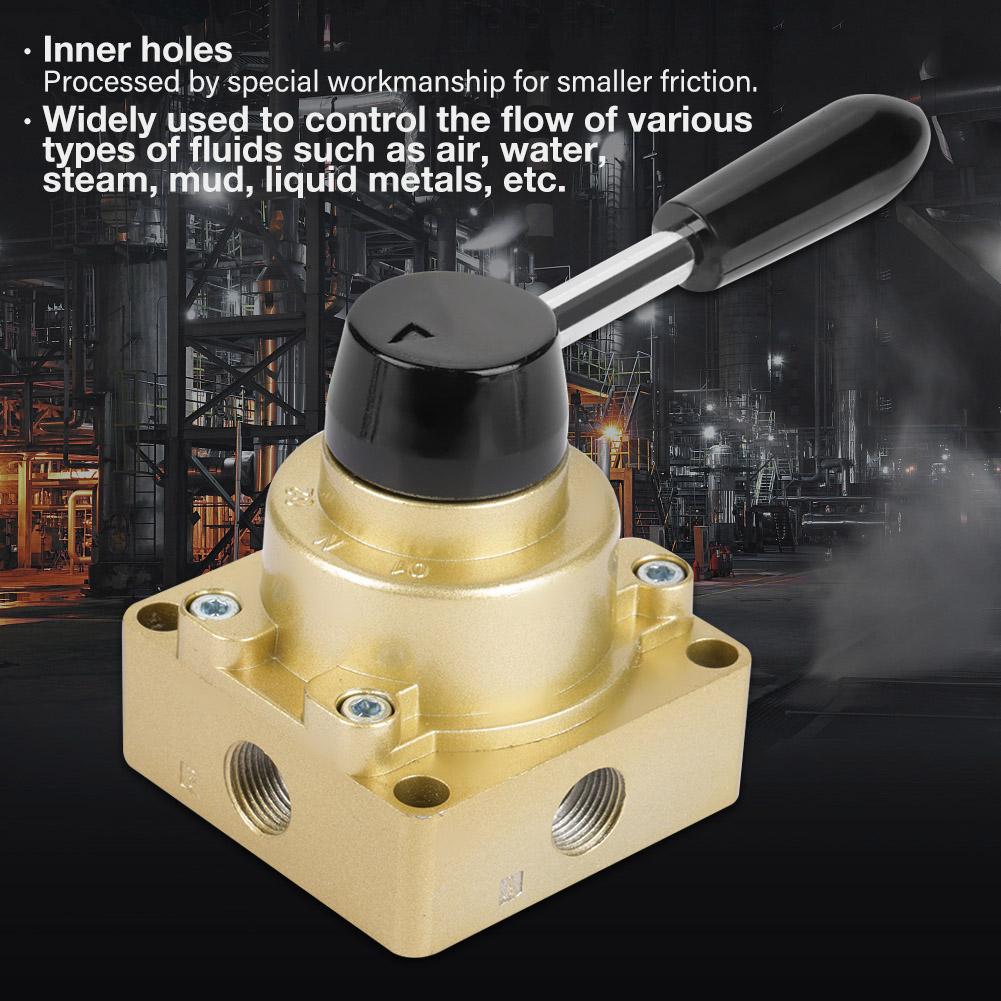 HV03 G38 3 Positions 4 Ways Pneumatic Air Flow Control Rotary Hand Lever Valve