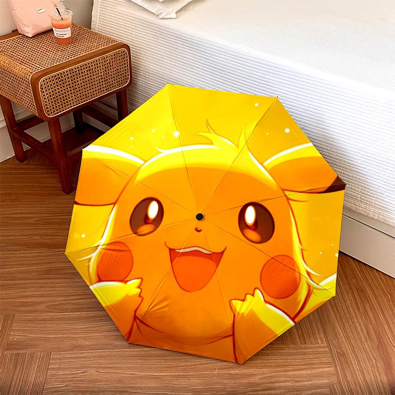 Pikachu-Muster, automatischer Klappschirm, tragbares und faltbares Design, 8 Rippen, ein Weihnachts- oder Geburtstagsgeschenk.