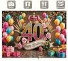 Bright Blue-green Gradient Gold Pink Theme 40th Birthday Banner Background Adult Birthday Party Decoration Photography Backdrop