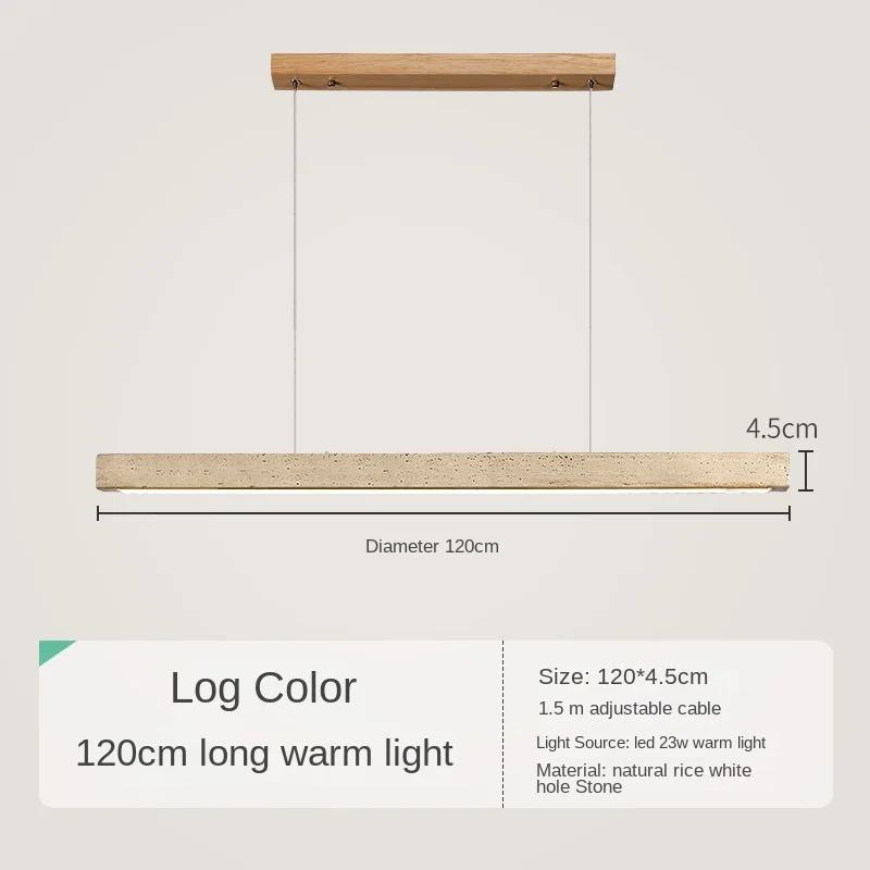 Pendant Lamp Stone Long Strip Chandelier One Line Downlight Restaurant Living Room Office Study Table Light Fixture Wood