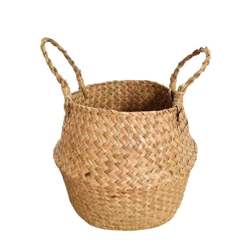 Nordic Minimalist Seagrass & Rattan Handwoven Flower Baskets - For Artificial Plants & Storage, Available In Various Sizes
