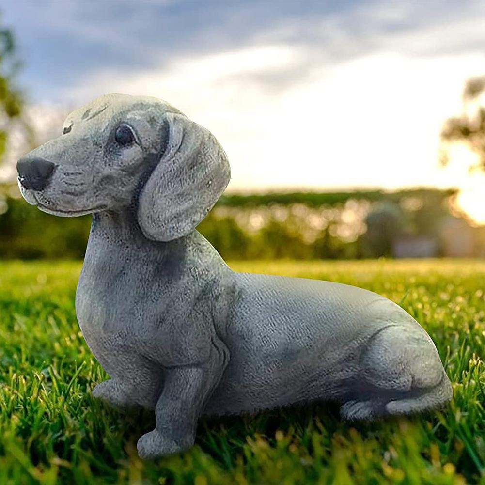 Dachshund Garden Statue Meditation Sitting Dog Sculpture Resin Dog Statue Figurine Ornaments
