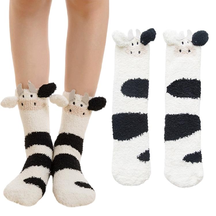 Warm Crew Socks Coral Fleece Fabric Adults Winter Essential Soft Textured Footwear Indoor Outdoor Use