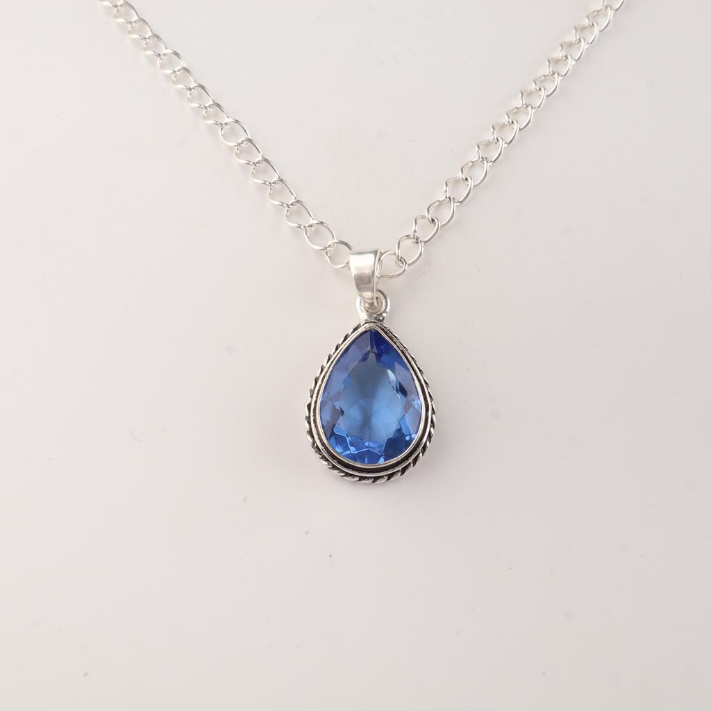Tanzanite Gemstone 925 Sterling Silver Customize Pendant 1.3" Valentine’s Day Jewelry For Her APP-3-12