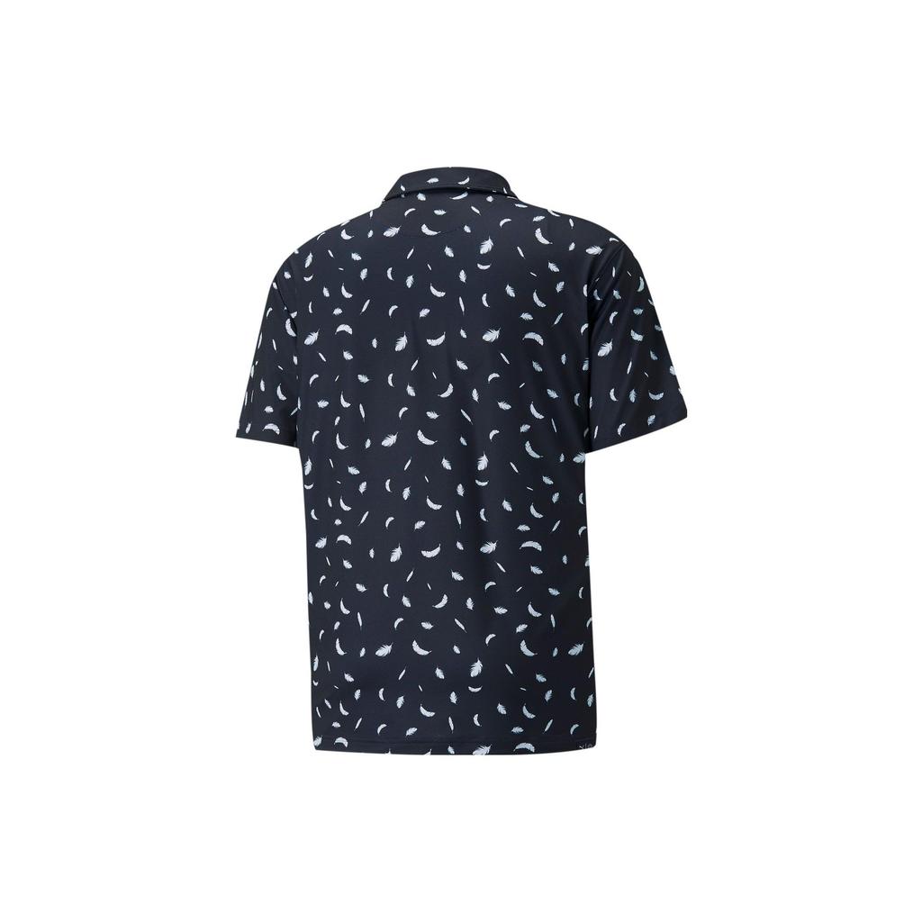 Puma Embroidered Feather Pattern All-Over Print Polo Shirt Men Tops Navy-Blue 531092-01