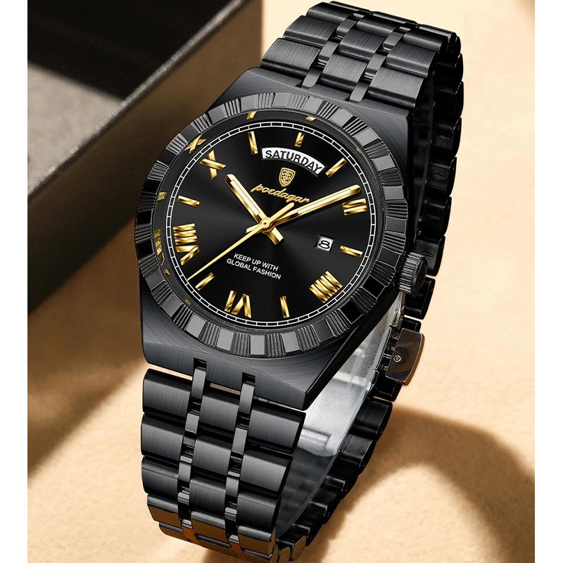 Herren Quarz Uhr Wasserdicht Leuchtend Woche Datum Herren Armbanduhr Edelstahl Business Uhren Für Herren