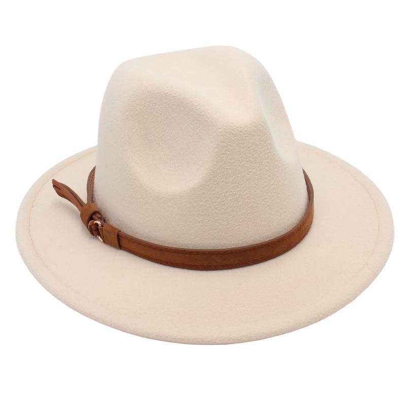 Gentleman'S Top Hat Vintage Jazz Hat Men'S And Women'S Elegant Felt Hat Belt Buckle Tweed Hat Light Luxury