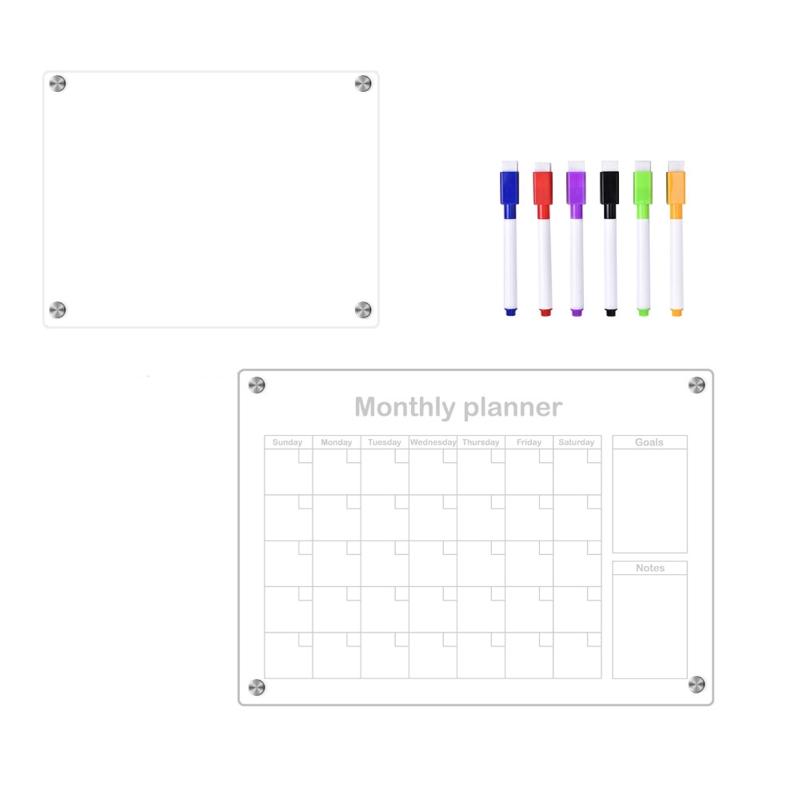

Magnetic Fridge Calendar Board, 2Pcs Acrylic Magnet Week Meal Planner Board for Student, Home, Offices, School Schedule