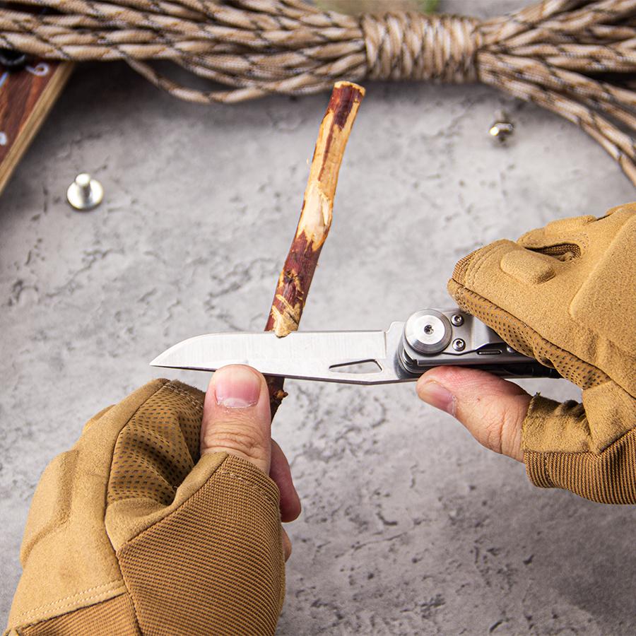 VOLKEN Industrial Grade Stainless Steel EDC Multi-Tool Knife with Key Ring 18.5cm Overall Length for Daily Use Outdoor Adventure