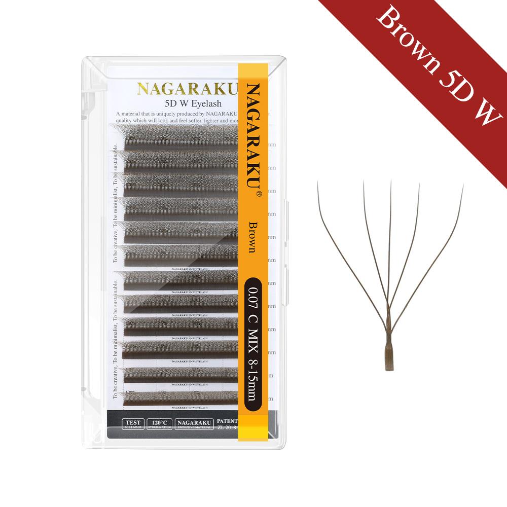 NAGARAKU Castanho Castanho Escuro 3D/4D/5D Forma W Ventiladores Pré-feitos Ondulados à Mão Extensões de Pestanas Pestanas Completas Naturais Suaves Leves Fosco Densos