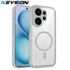KEYSION Transparent Magnetic Phone Case for VIVO V60 5G Soft Silicone+PC Simple HD Clear Shockproof Back Cover for VIVO V60