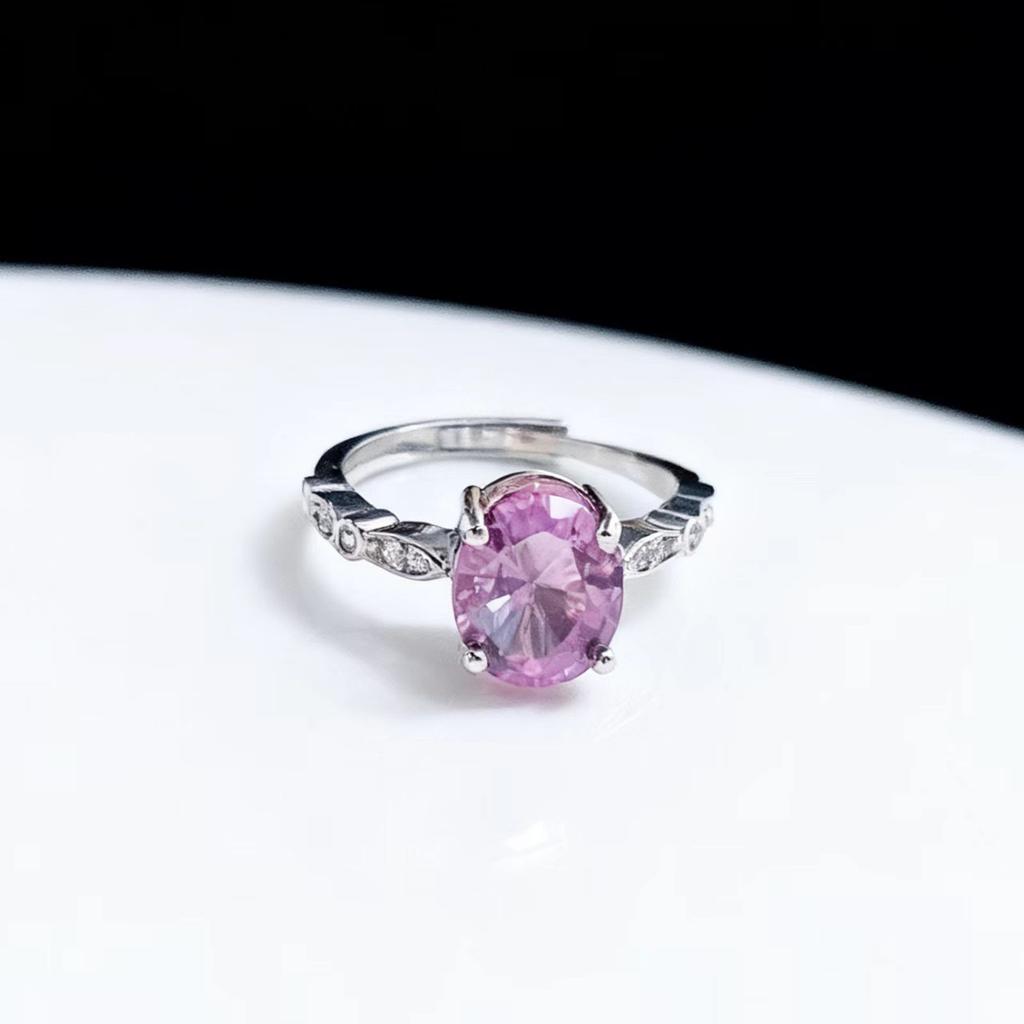 Imitation 8 * 10 Oval Natural Amethyst Purple Diamond Colored Treasure Ring High Texture Zircon Ring