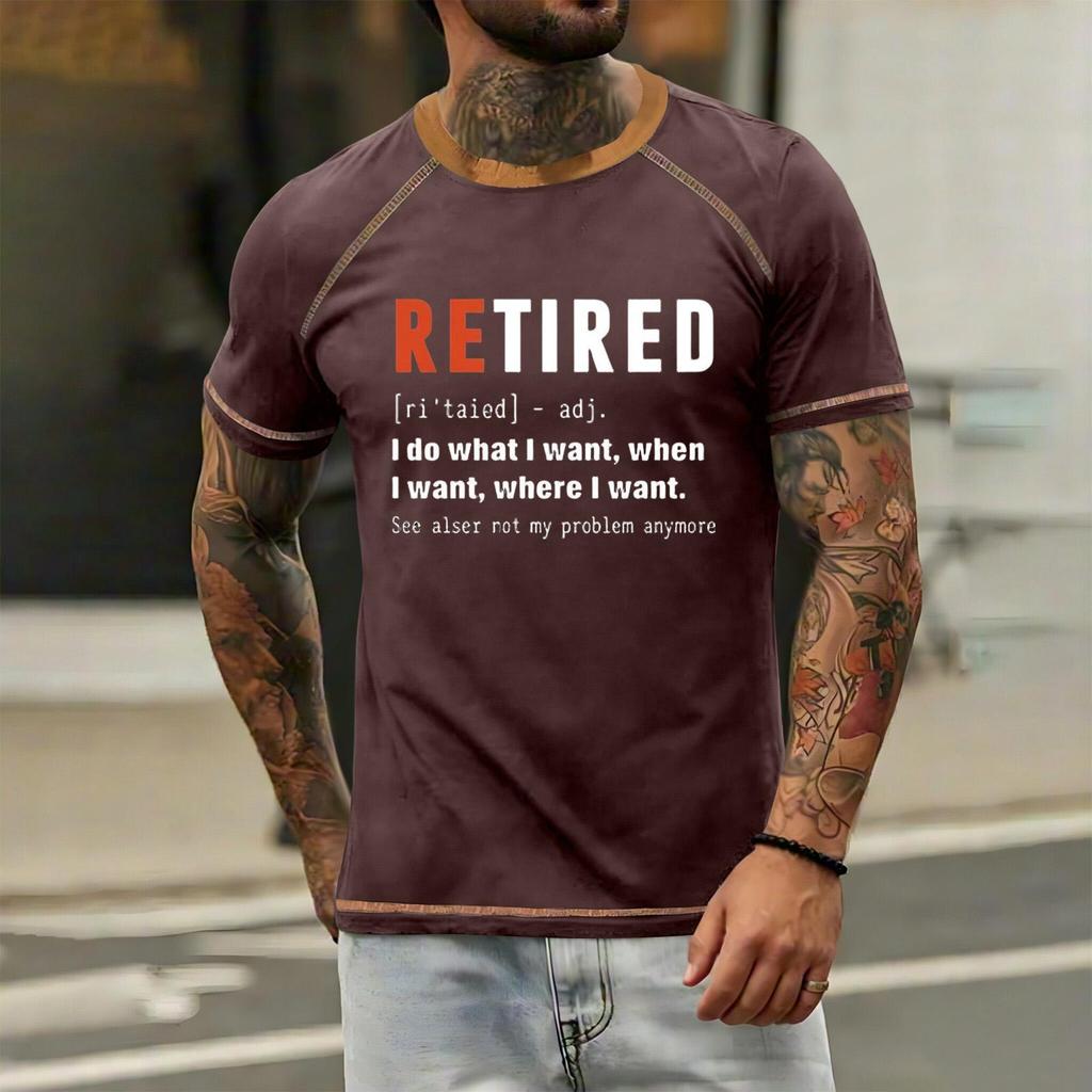 Men's Casual Loose Fit Short Sleeve T-Shirt with Printed Text Graphic Comfortable Lightweight Summer Top for Everyday Wear