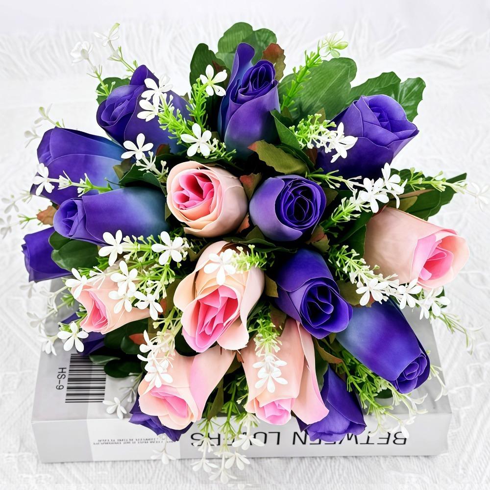 

18 Heads Real Happy Lucky Flower 8 Colors Photography Photo Gift Valentine s Day Flowers Mini Rose Flowers Decorative пурпурный розовый