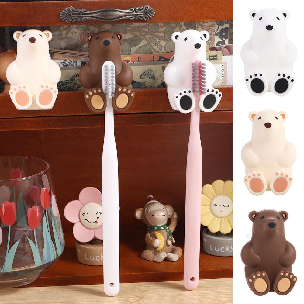 

Bear Toothbrush Rack PVC Polar Bear Toothbrush Holder Creative Bathroom