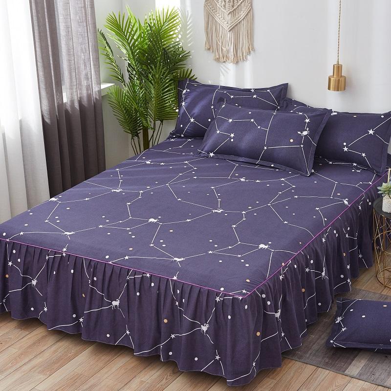 Bed Skirt Anti-dirty Sheet Bedspread Printed Elastic Band Bedclothes Queen King Skin-friendly Beds Protector Bedroom Space Decoration