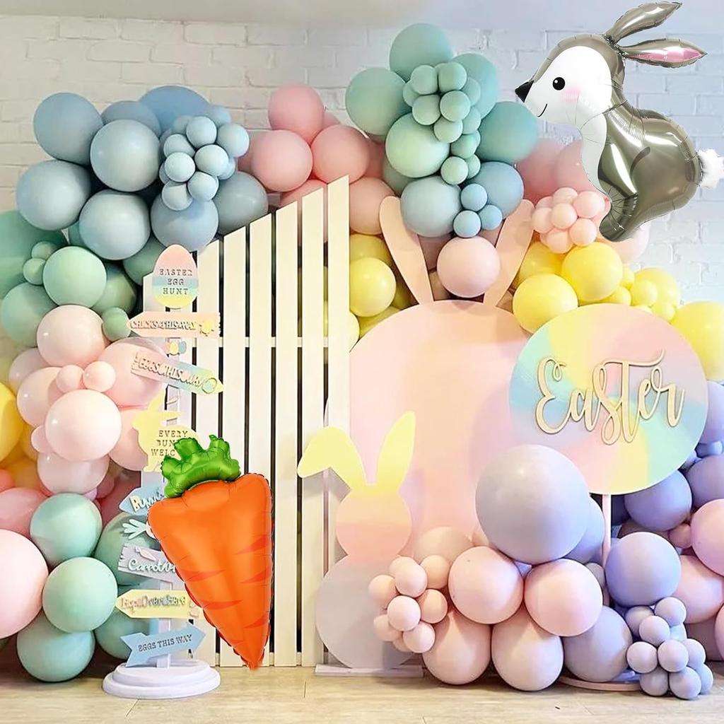 Easter Balloon Wreath Arched Rabbit Theme Party Background Arrangement Scene Decoration Colorful Latex Cross