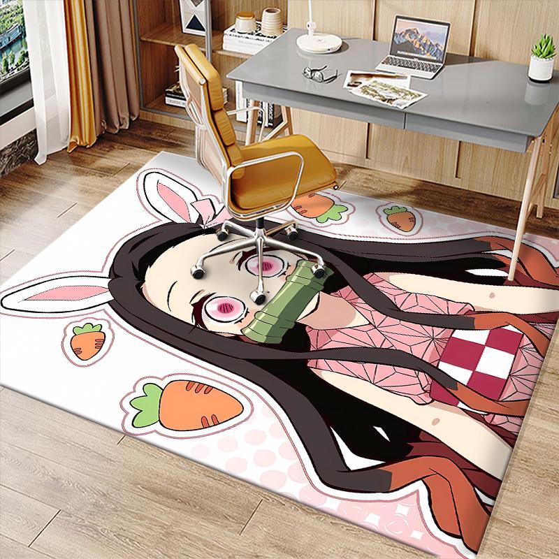 Demon Slayer Nezuko2 Printed Absorbent Washable Carpet, Non-Slip Bathroom Mats, Kitchen Rugs, Yoga Mat,Living Room Entrance, Camping Picnic Rugs