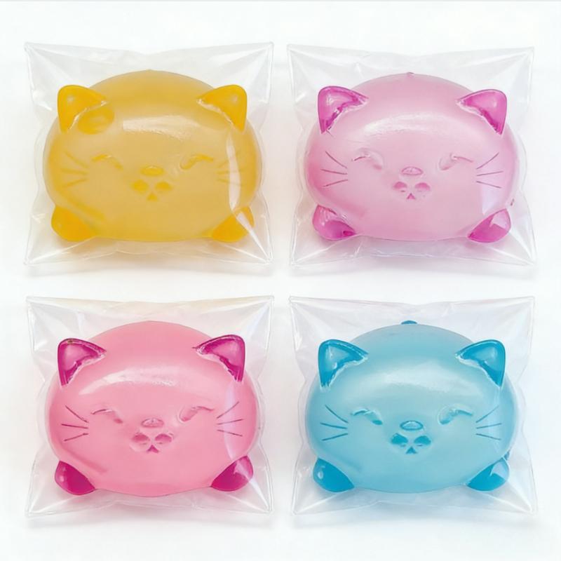 2 Stück Taba Squishy Vierfarbige Katzen-Quetschspielzeuge – Langsam aufsteigend, Stressabbau-Spielzeug, Büro-Schreibtischdekoration, Oster-, Halloween- & Geburtstagsfeier-Geschenke