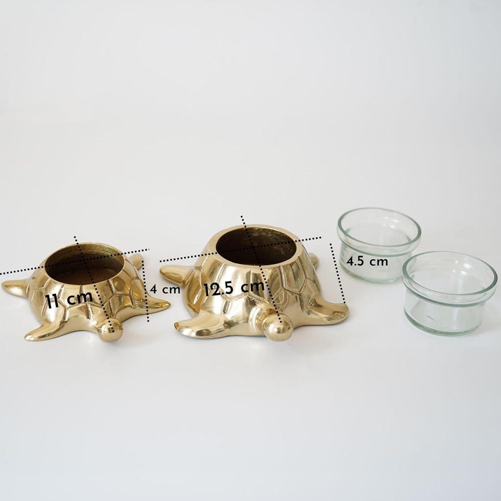 Golden Turtle Votive Holder Set of 2 || Elegant Home and Office Dcor Accessories for Living Room