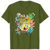 Spongebobs The Gangs All Here T Shirt Unisexs Vintage Pure Cotton T Shirts Summer O Neck Fashion Tee Shirt Oversized Clothes