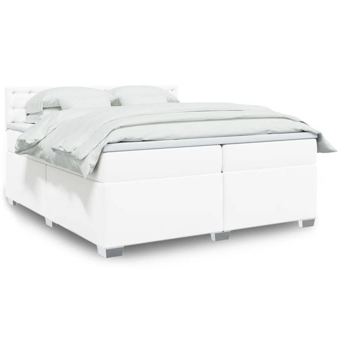 Maison Exclusive - Sommier à lattes de lit avec matelas Blanc 200x200cm Similicuir