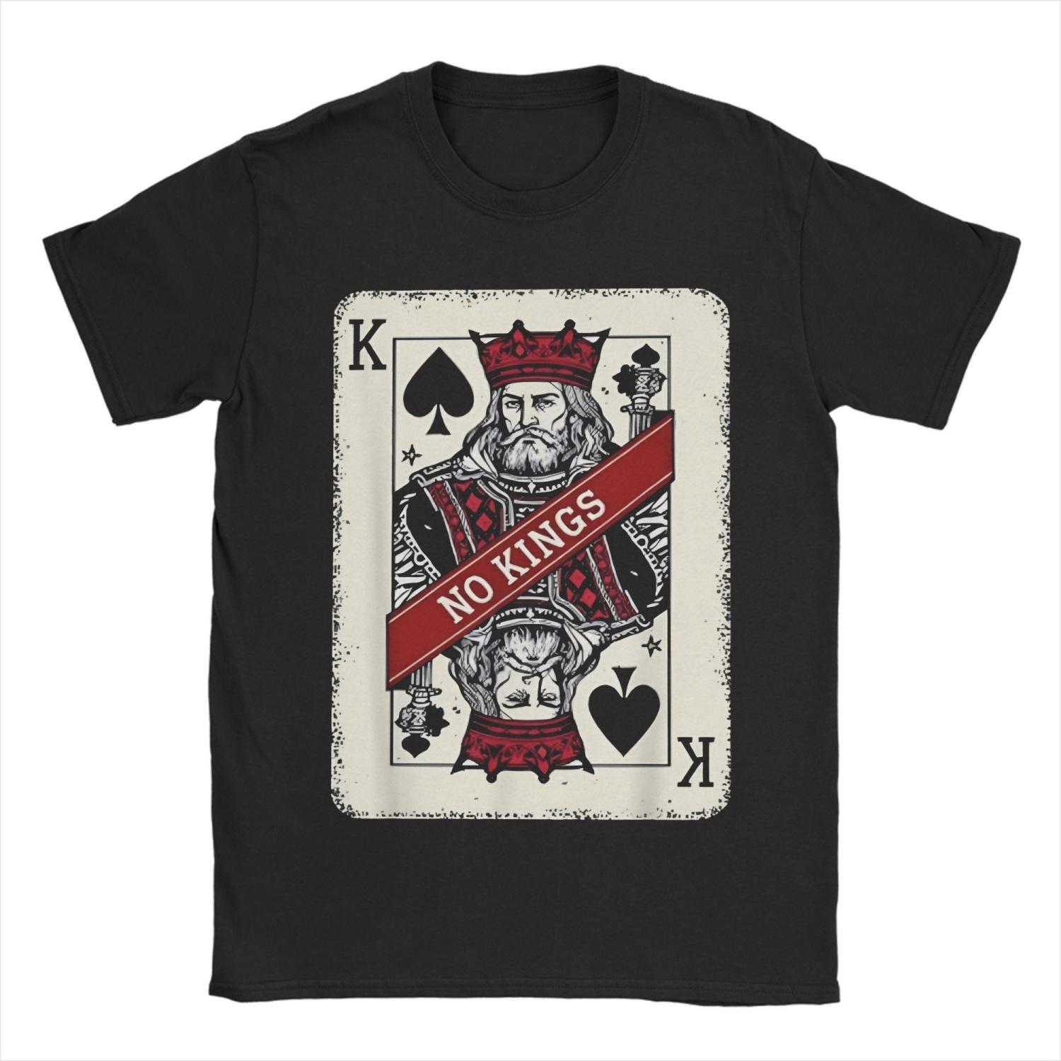 

Men T-Shirt No Kings Funny 100% Cotton Tee Shirt Short Sleeve T Shirt Round Collar Clothes Gift Idea XXXXXL чорний