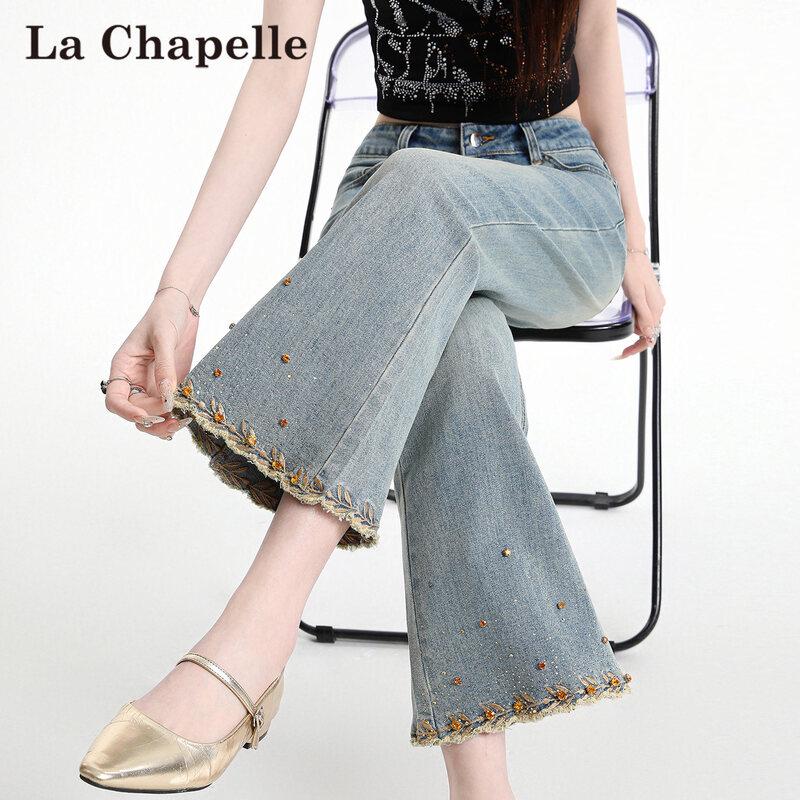 La Chapelle Women s Retro Embroidered Rhinestone Stretch Flare Jeans M