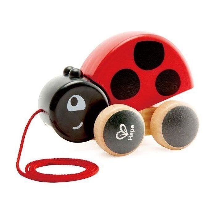 HAPE - Jouet en bois à tirer - E0362 - Coccinelle à promener