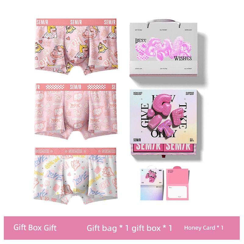 

Senma Милый Свирепый Мужской Розовый для Подарочной Коробки для Парня Мужское Нижнее Белье Чистый Хлопок Хлопковая Ластовица Мальчики Боксеры Little Pig + Laser Gift Box XL